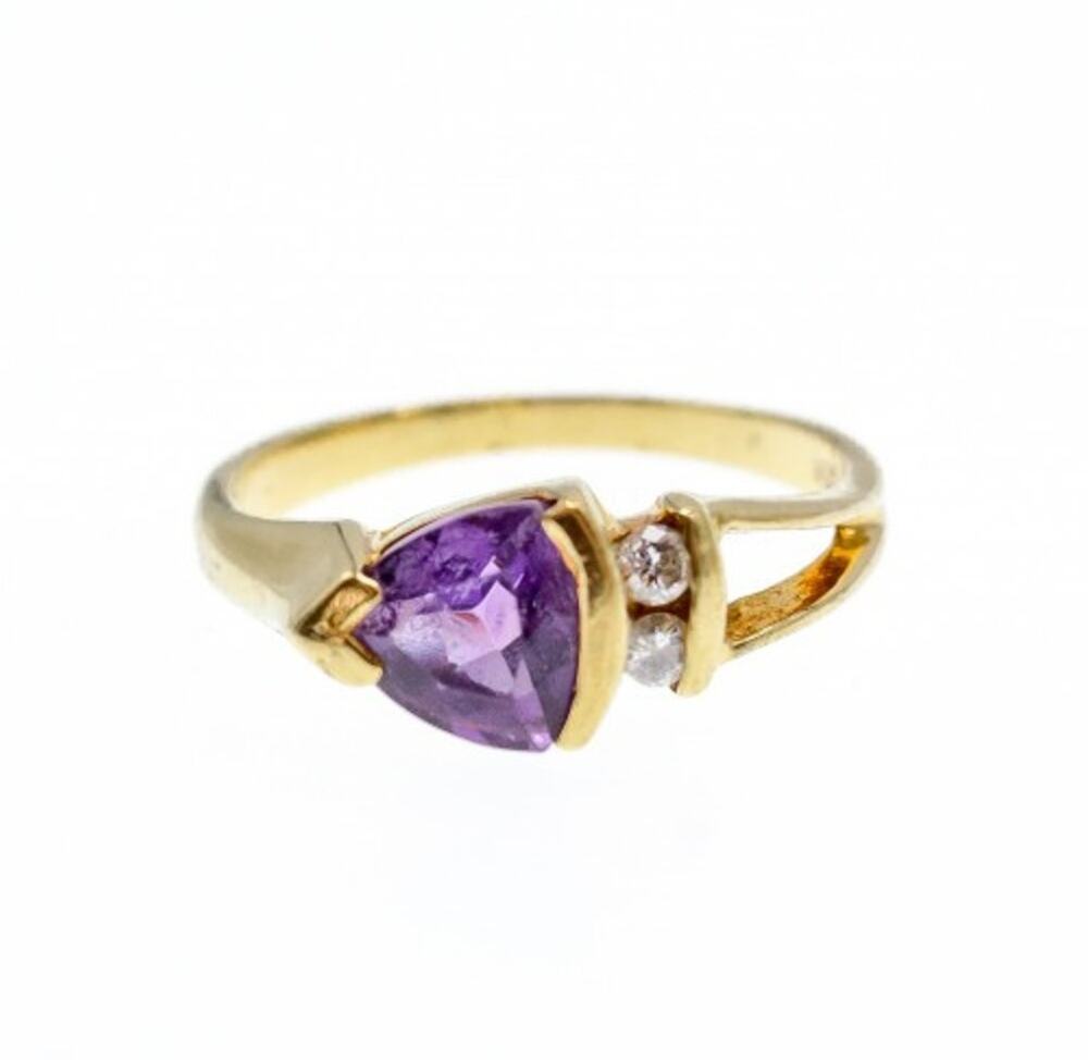14K Yellow Gold Tourmaline & Diamonds Ring Size 3